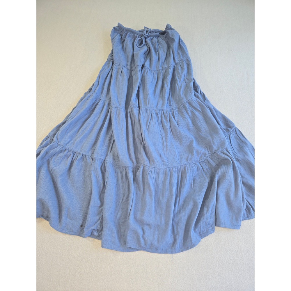 Aerie Tiered Maxi Skirt Womens XS Blue Gauze Boho Flowy Elastic Waist Peasant